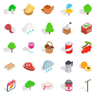 Sebze Icons set, izometrik tarzı yemek