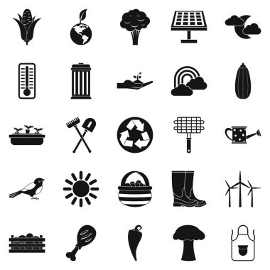 Sebze dükkanı Icons set, basit tarzı