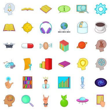 İnsan zekası Icons set, karikatür tarzı