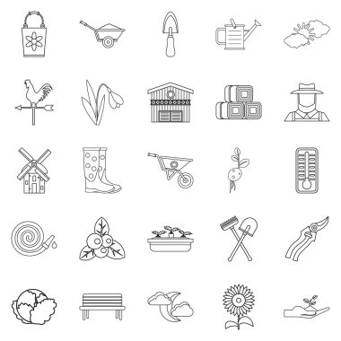 Sebze Gıda Icons set, anahat stili