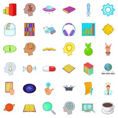 Beyin Icons set, karikatür tarzı