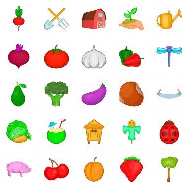 Sebze Güveç Icons set, karikatür tarzı
