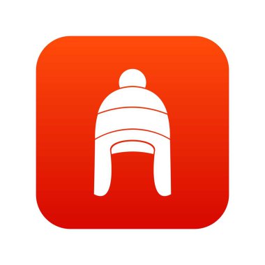 Kış şapka simgesi dijital kırmızı