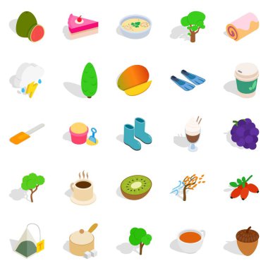 Temizlik vücut Icons set, izometrik tarzı