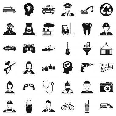 Teslimat Icons set, basit tarzı