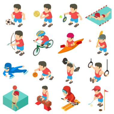 Spor Icons set, izometrik stili
