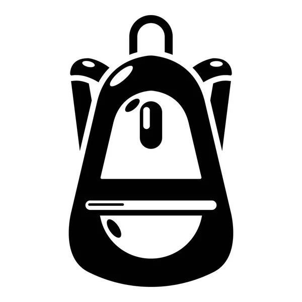 Рюкзак значок багажа, простой черный стиль — стоковый вектор