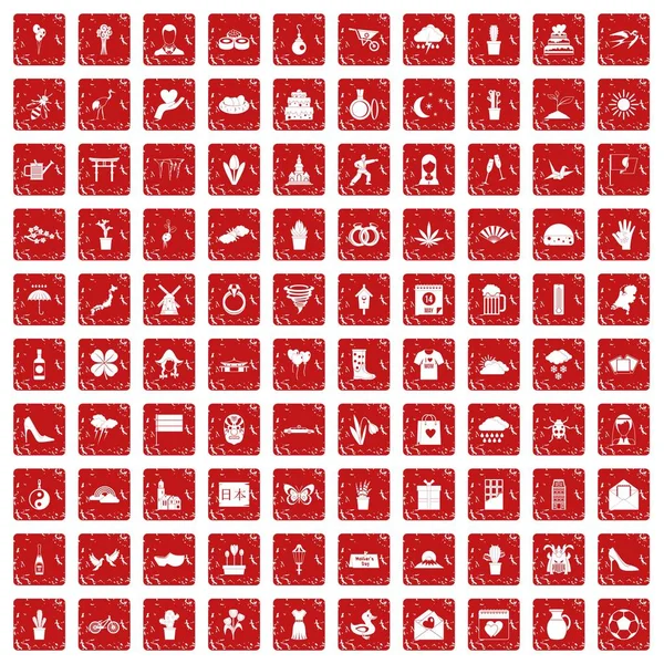 100花图标设置垃圾红色 — 图库矢量图片