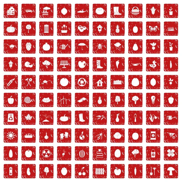 100花园图标设置垃圾红色 — 图库矢量图片