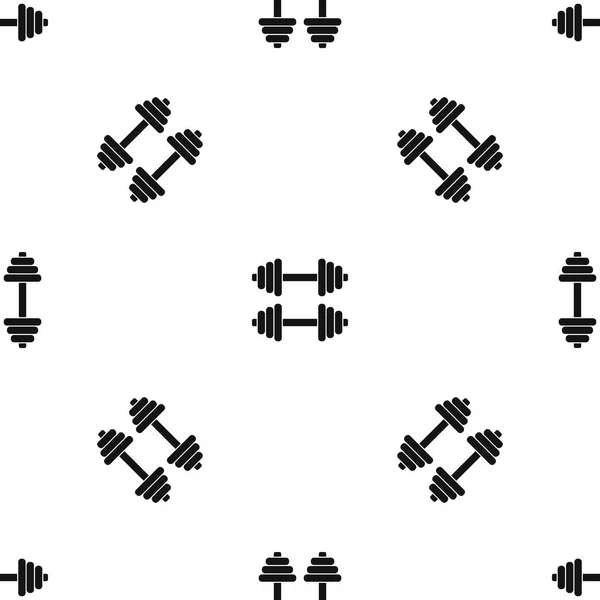 Two dumbbells pattern seamless black — Stock Vector