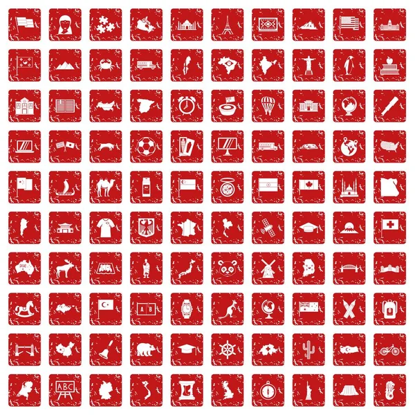 100地理图标设置垃圾红色 — 图库矢量图片
