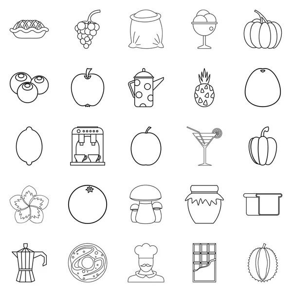 Tea garden icons set, outline style — Stock Vector