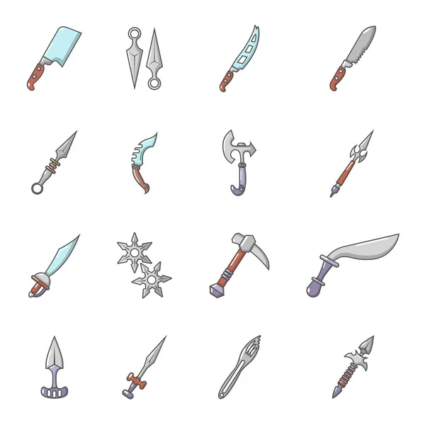 Stahl Waffen Elemente Icons Set, Cartoon-Stil — Stockvektor