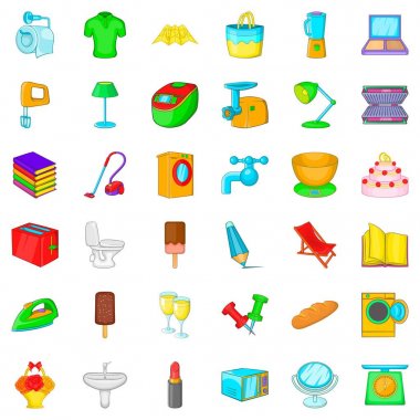 Banyo Icons set, karikatür tarzı