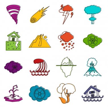 Doğal afet simgeler kümesi doodle