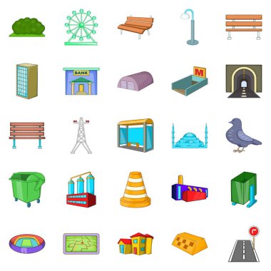 Altyapı Icons set döşenmesi, karikatür tarzı