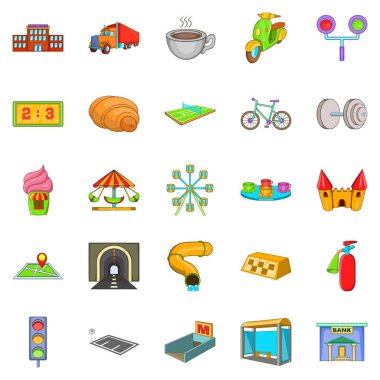 Altyapı Icons set, karikatür tarzı