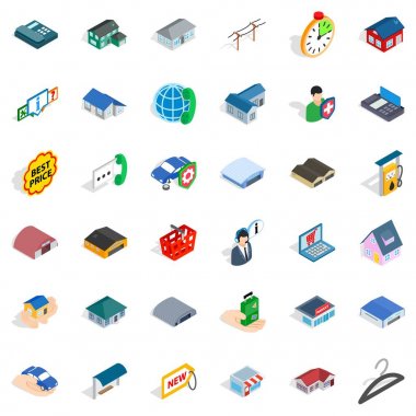 Pencere Icons set, izometrik stili