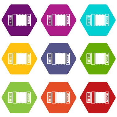 Renk altı yüzlü akordeon Icon set