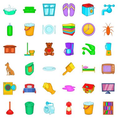 Icons set yıkama, karikatür tarzı