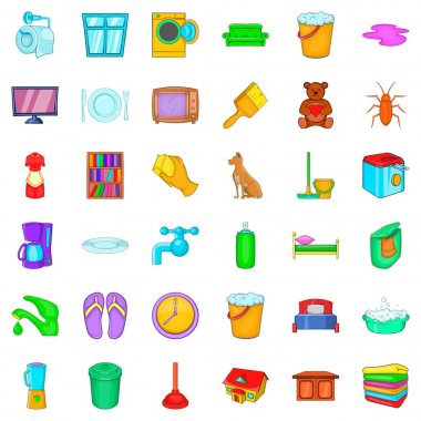 Fırça Icons set, karikatür tarzı