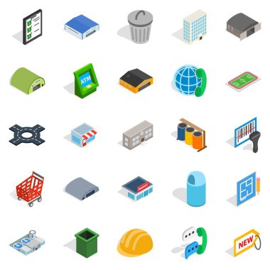 Sanayi Bölgesi Icons set, izometrik stili