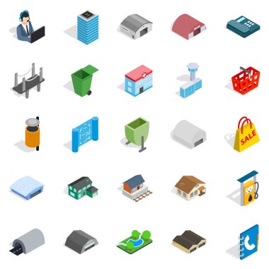 Hangar Icons set, izometrik stili