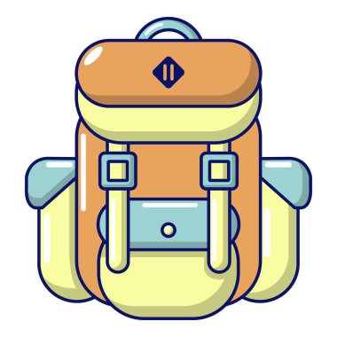 Turizm simgesi, karikatür tarzı sırt çantası