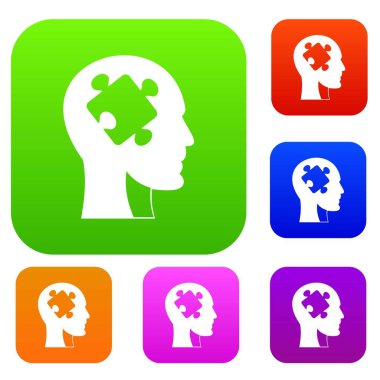 Bulmaca set renk koleksiyonu ile baş