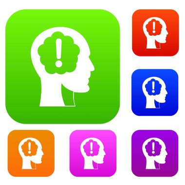 Set renk koleksiyonu içinde ünlem işareti ile baş