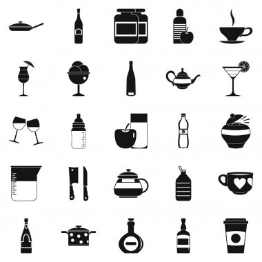 Çanak çömlek Icons set, basit tarzı