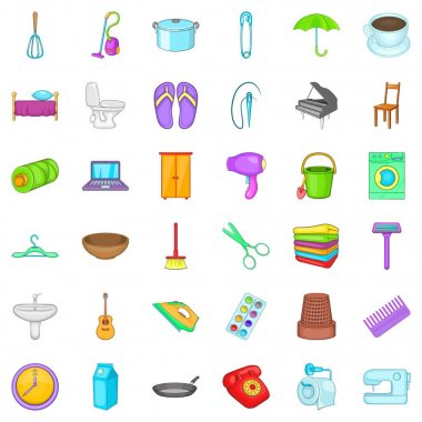 House şey simgeleri ayarla, tarzı çizgi film