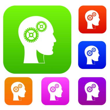 İnsan kafası vites renk koleksiyonu ayarla