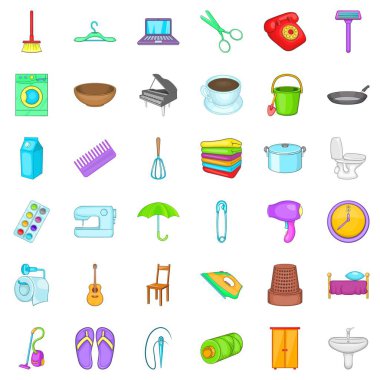 Icons set, karikatür tarzı fırçalamak