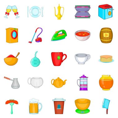 Yemek simge seti, karikatür tarzı