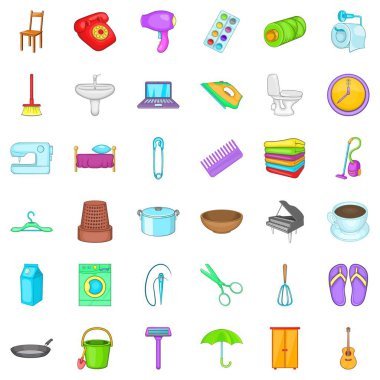 Dikiş makinesi Icons set, karikatür tarzı