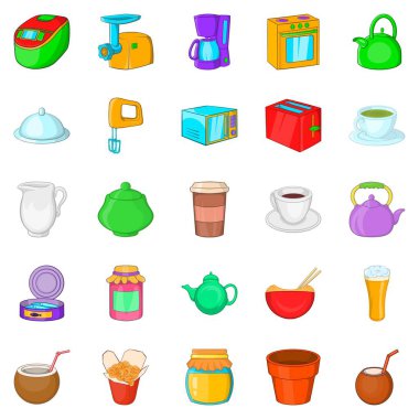 Mutfak eşyaları Icons set, karikatür tarzı