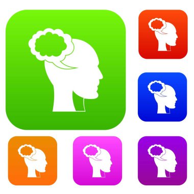 Konuşma balonu insan kafası ile renk koleksiyonu ayarla