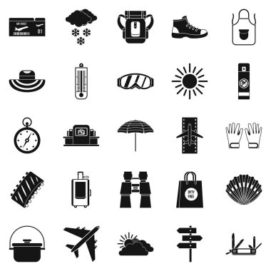 Beklenen tatil Icons set, basit tarzı