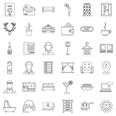 Icons set Otopark, anahat stili