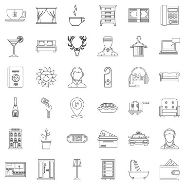 Resepsiyonist Icons set, anahat stili