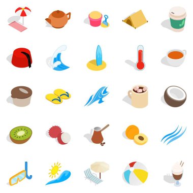 Türkiye Icons set, izometrik stil tatil