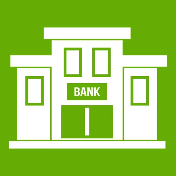 Bank building icon green — Stock Vector