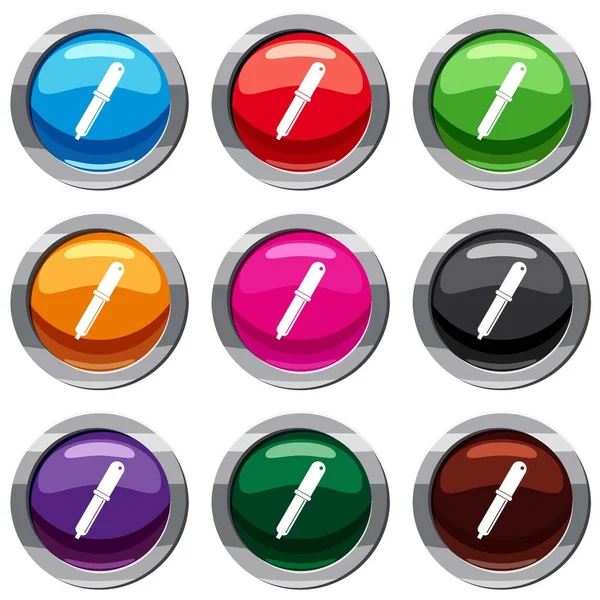 Conjunto de pipeta de selecionador de cores 9 coleção —  Vetores de Stock