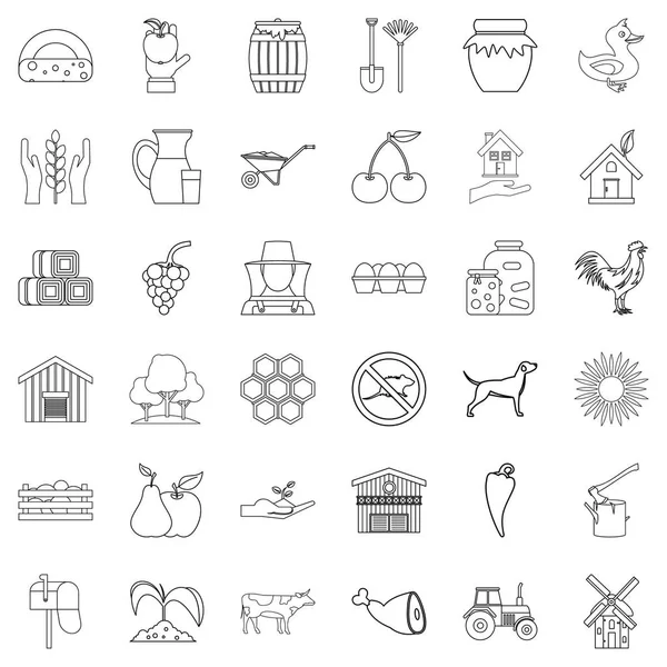 Conjunto de iconos del hogar, estilo de contorno — Vector de stock