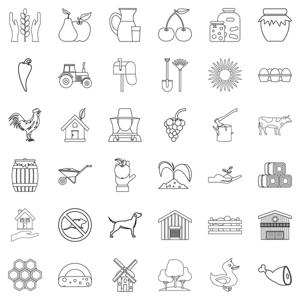 Housecraft icons set, outline style — Stock Vector