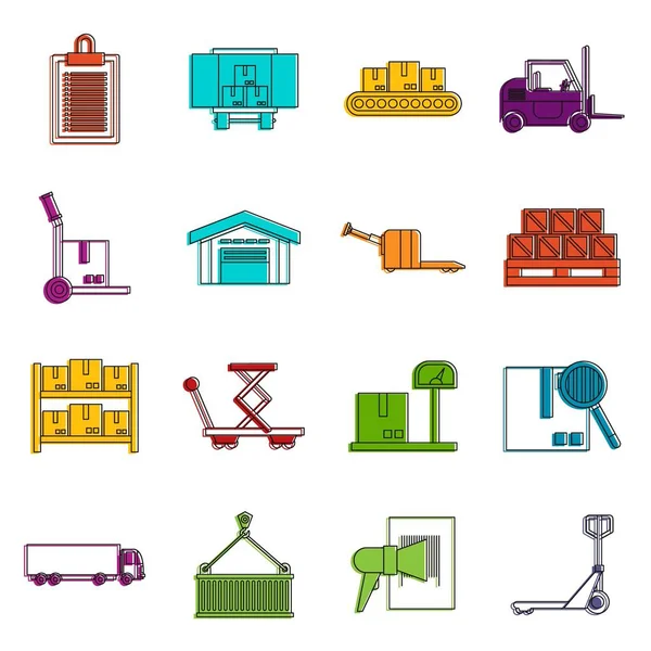 Conjunto de doodle de ícones logísticos —  Vetores de Stock