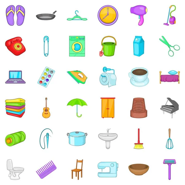 Set de iconos de tocador, estilo dibujos animados — Vector de stock