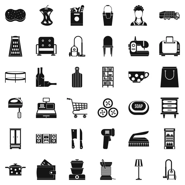 Conjunto de iconos de lámpara de piso, estilo simple — Vector de stock
