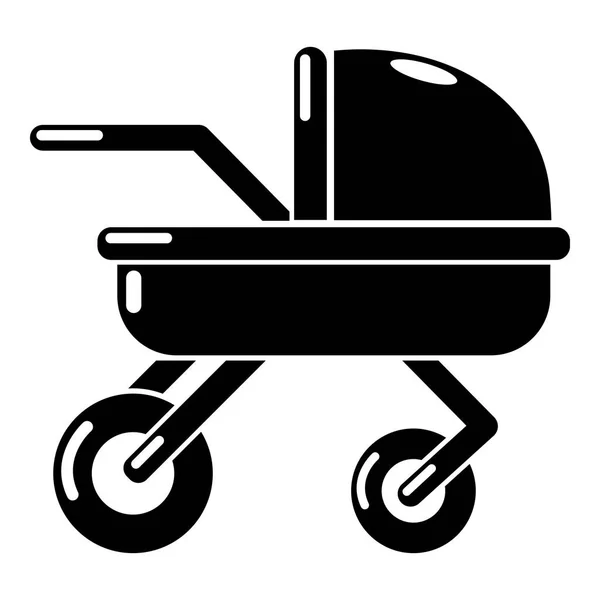 Baby carriage family icon, simple black style — Stock Vector
